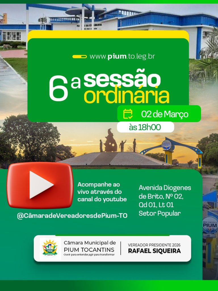06ª Sessão Ordinária - Câmara de Pium - TO